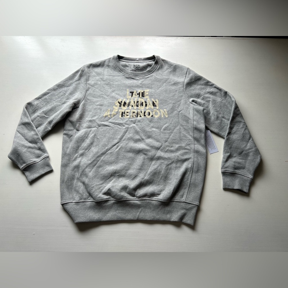 Late Sunday Afternoon Sweatshirt Men's Size L Gray Crew Neck Logo Solid New NWT